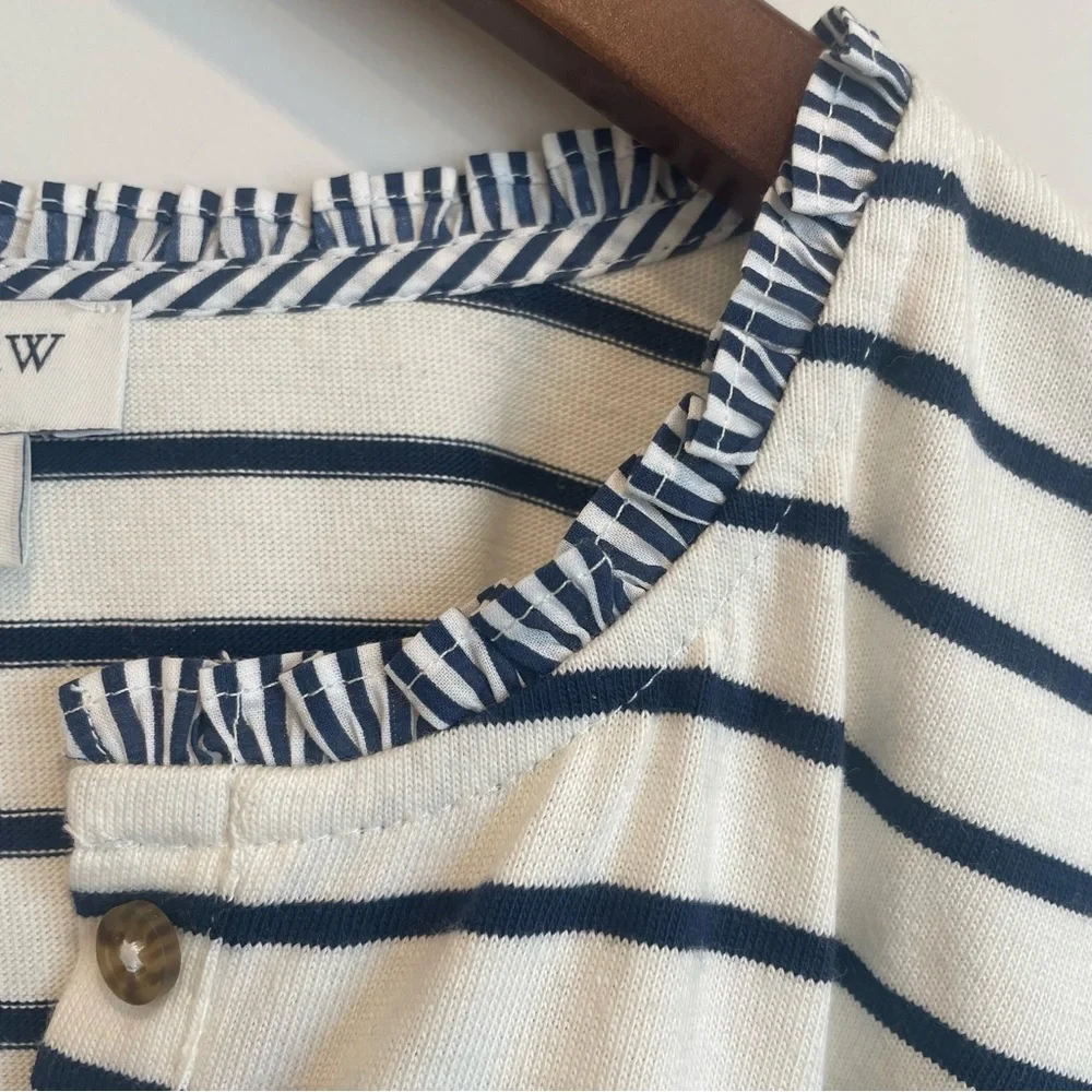 J. Crew Navy and White Striped Long Sleeve Tee - Picture 5 of 7